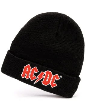 AC/DC Knitted Mens Black Beanie Hat