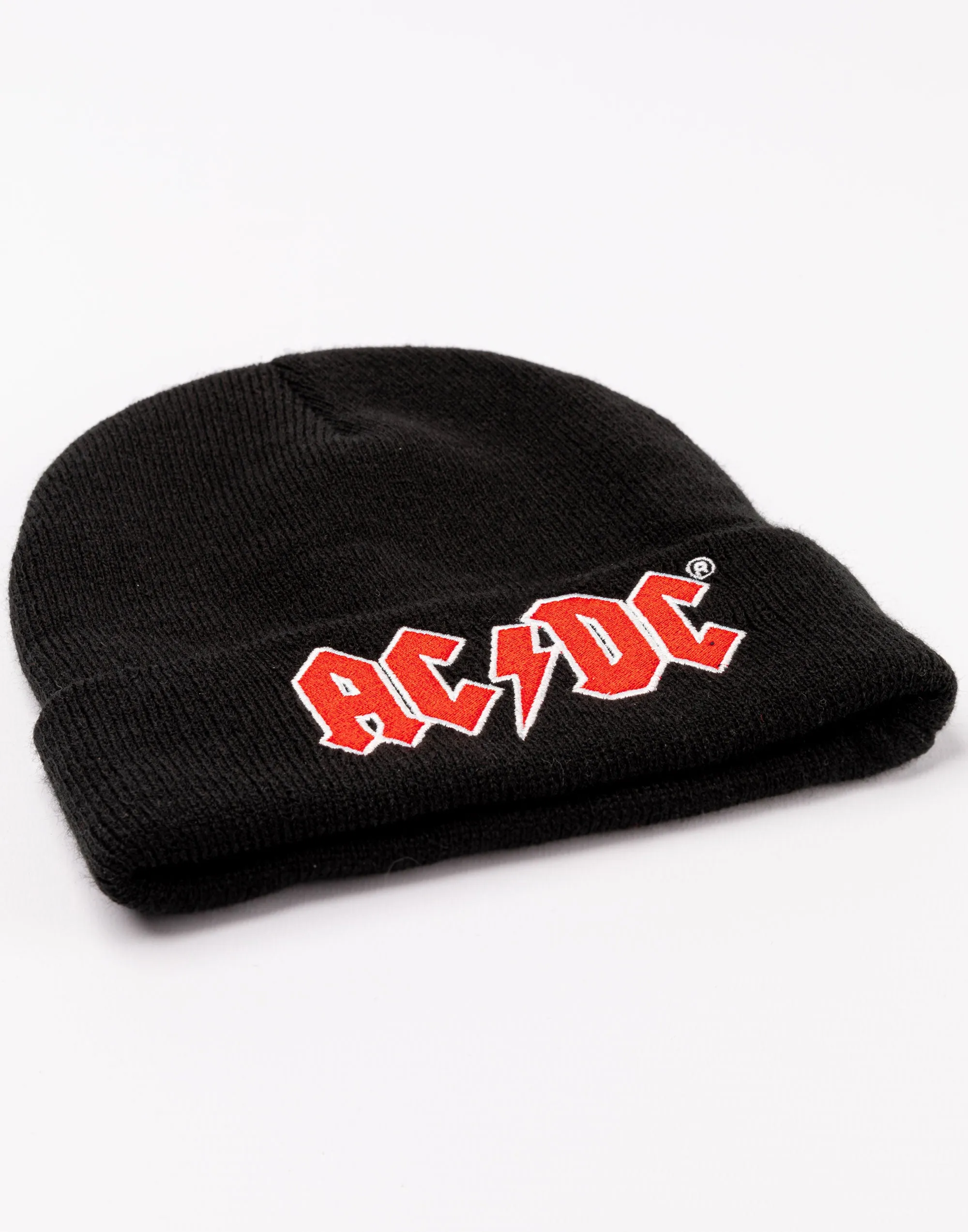 AC/DC Knitted Mens Black Beanie Hat