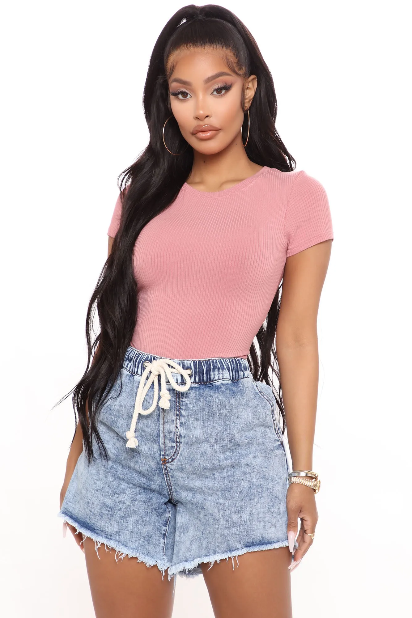 Aliza Ribbed Bodysuit - Blush