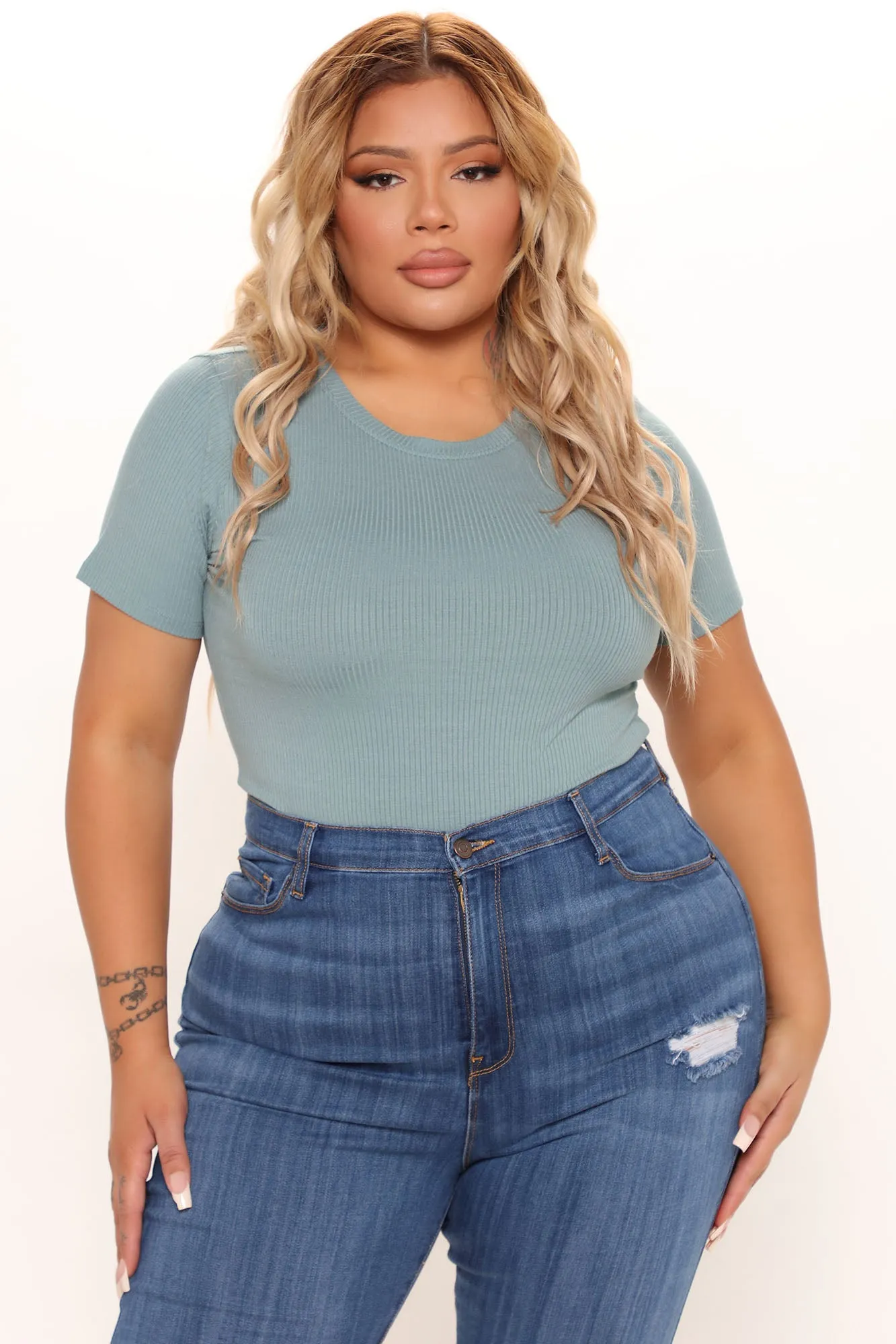 Aliza Ribbed Bodysuit - Sage