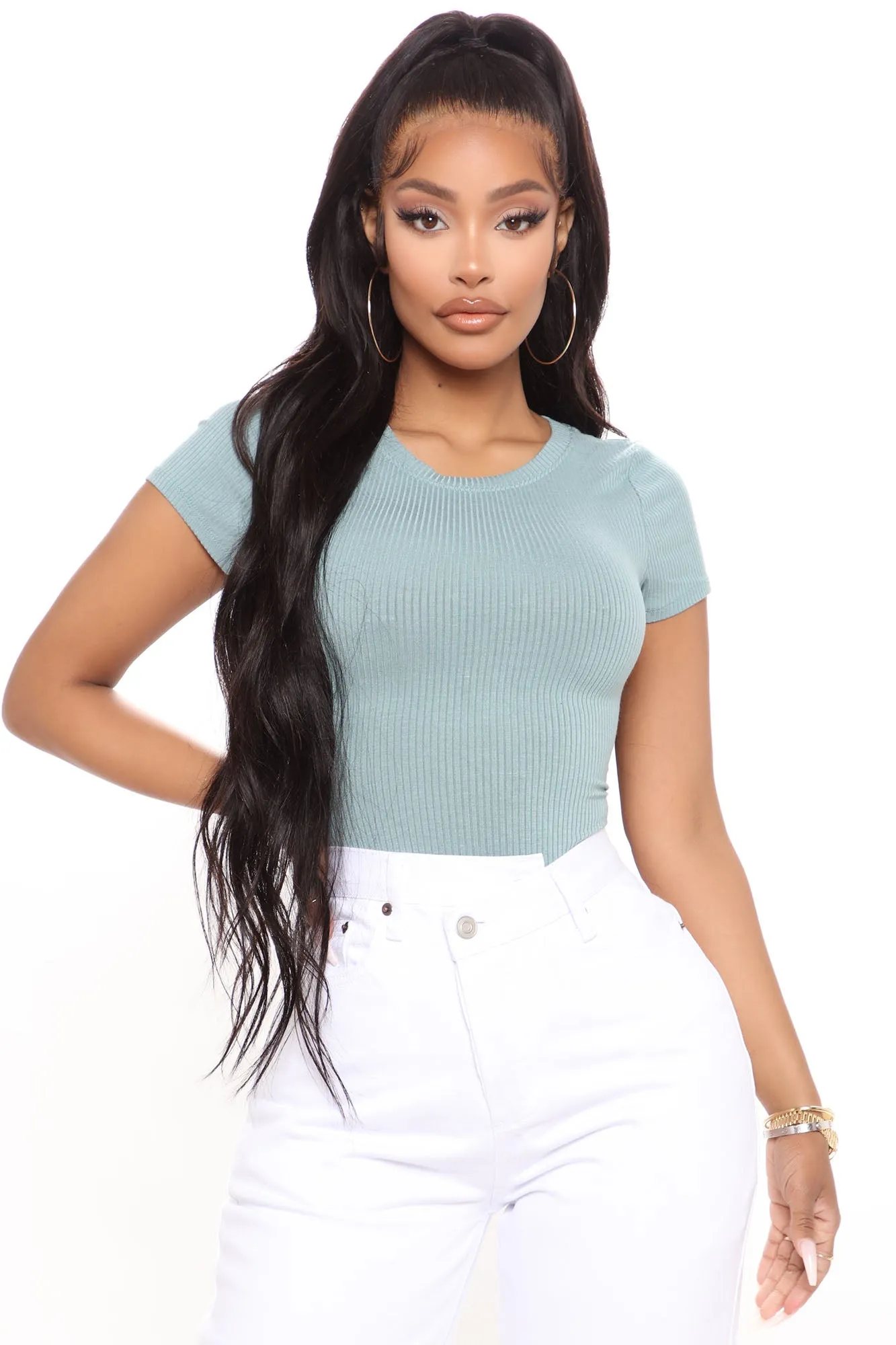 Aliza Ribbed Bodysuit - Sage
