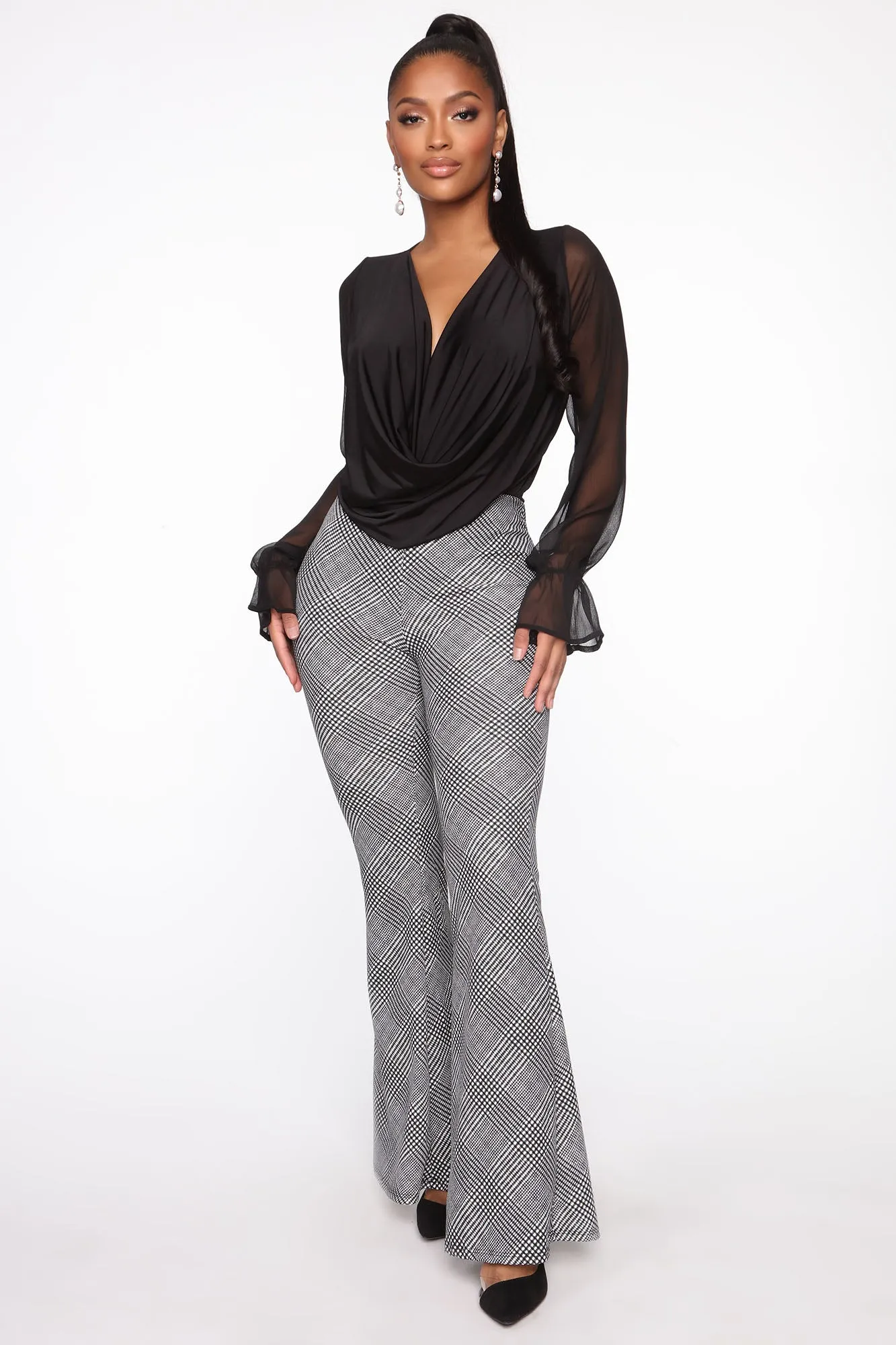 Anything Could Draped Bodysuit - Black
