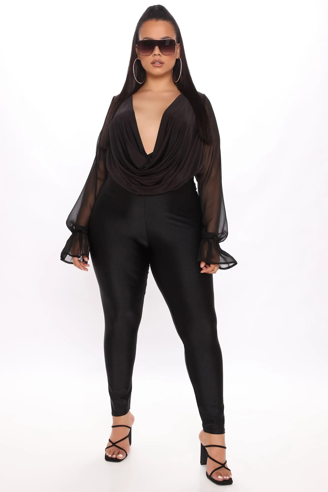 Anything Could Draped Bodysuit - Black