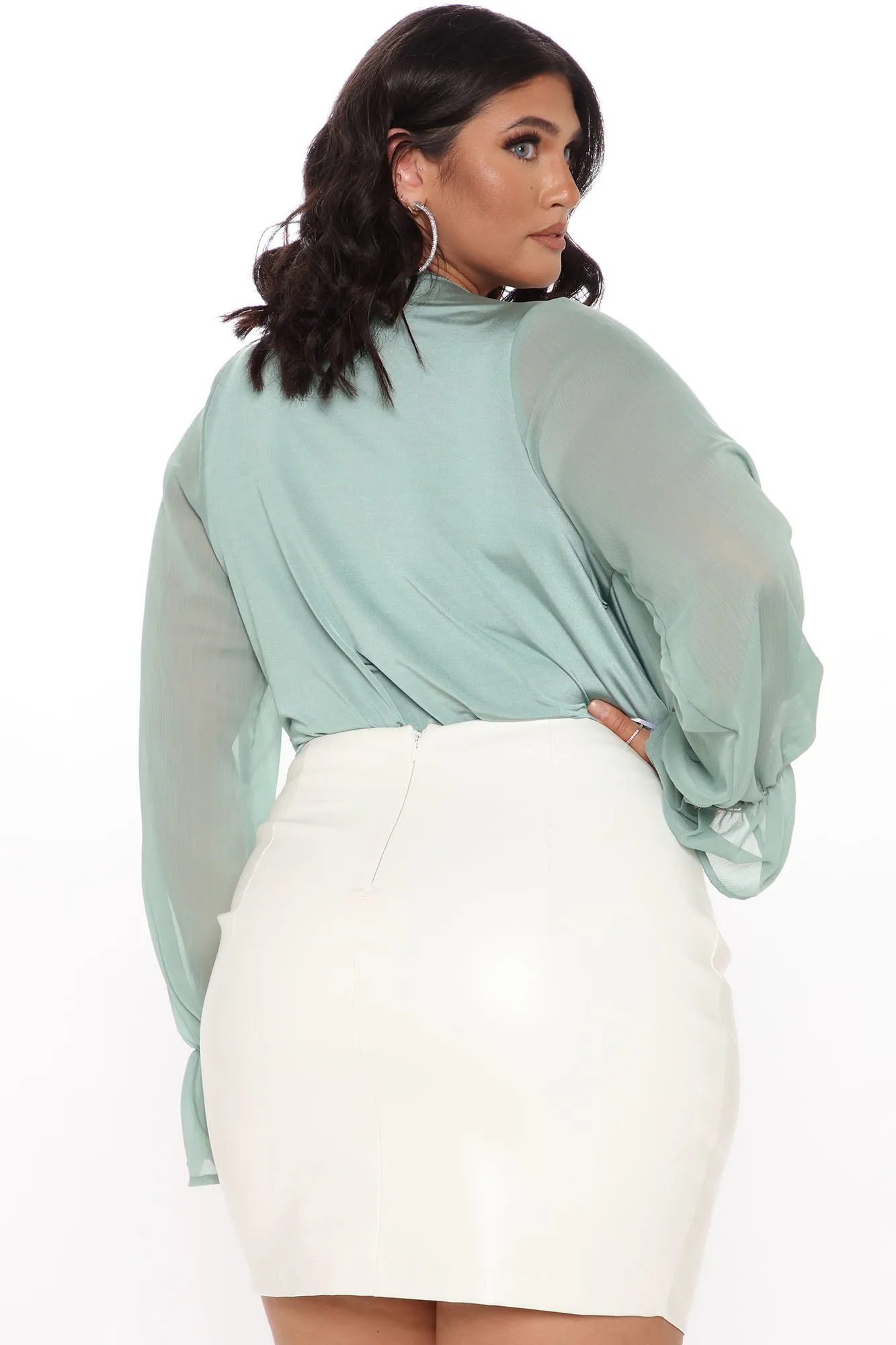 Anything Could Draped Bodysuit - Sage