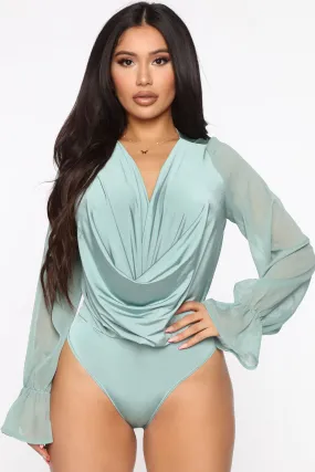 Anything Could Draped Bodysuit - Sage