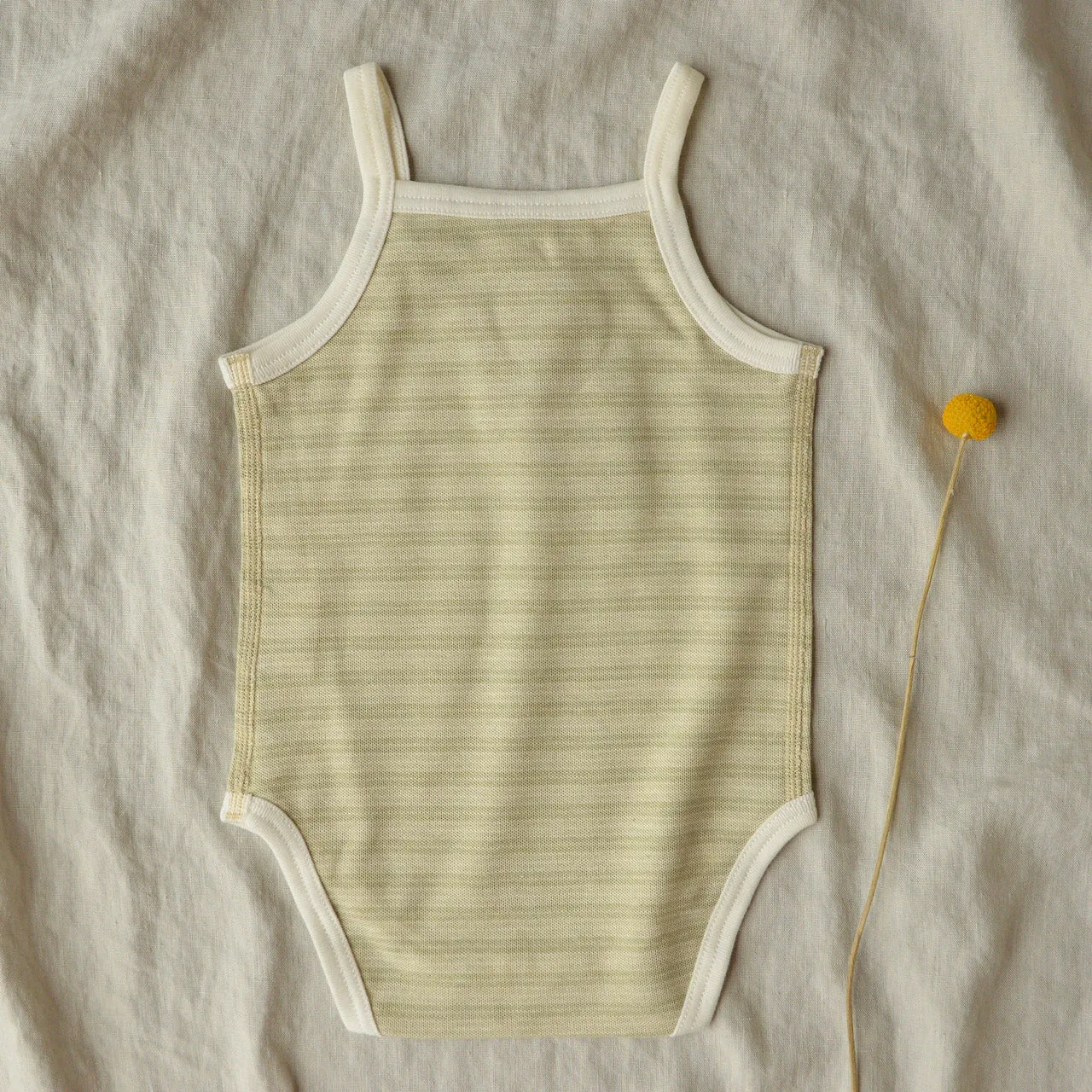 Baby Singlet Bodysuit - Undyed Organic Heirloom Cotton - Pique Stripe (0-24m)