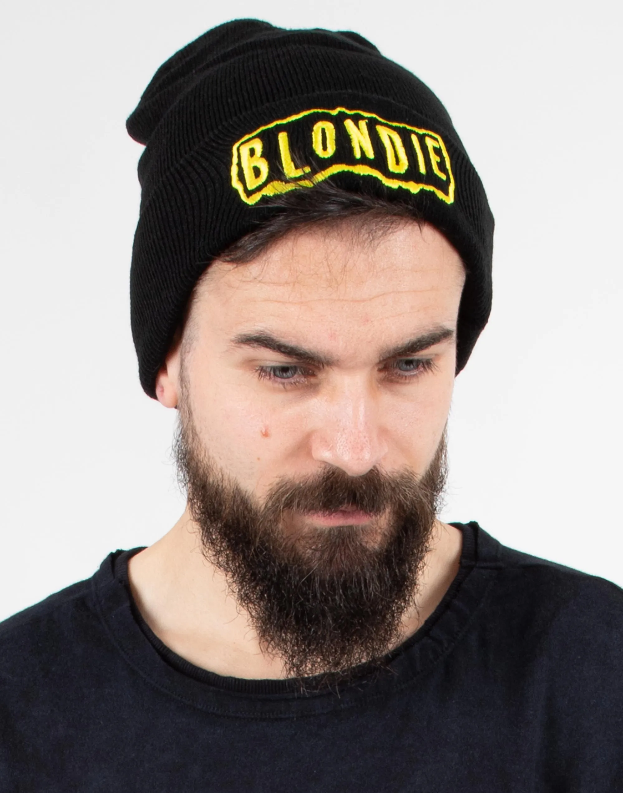 Blondie Logo Mens Black Beanie Hat