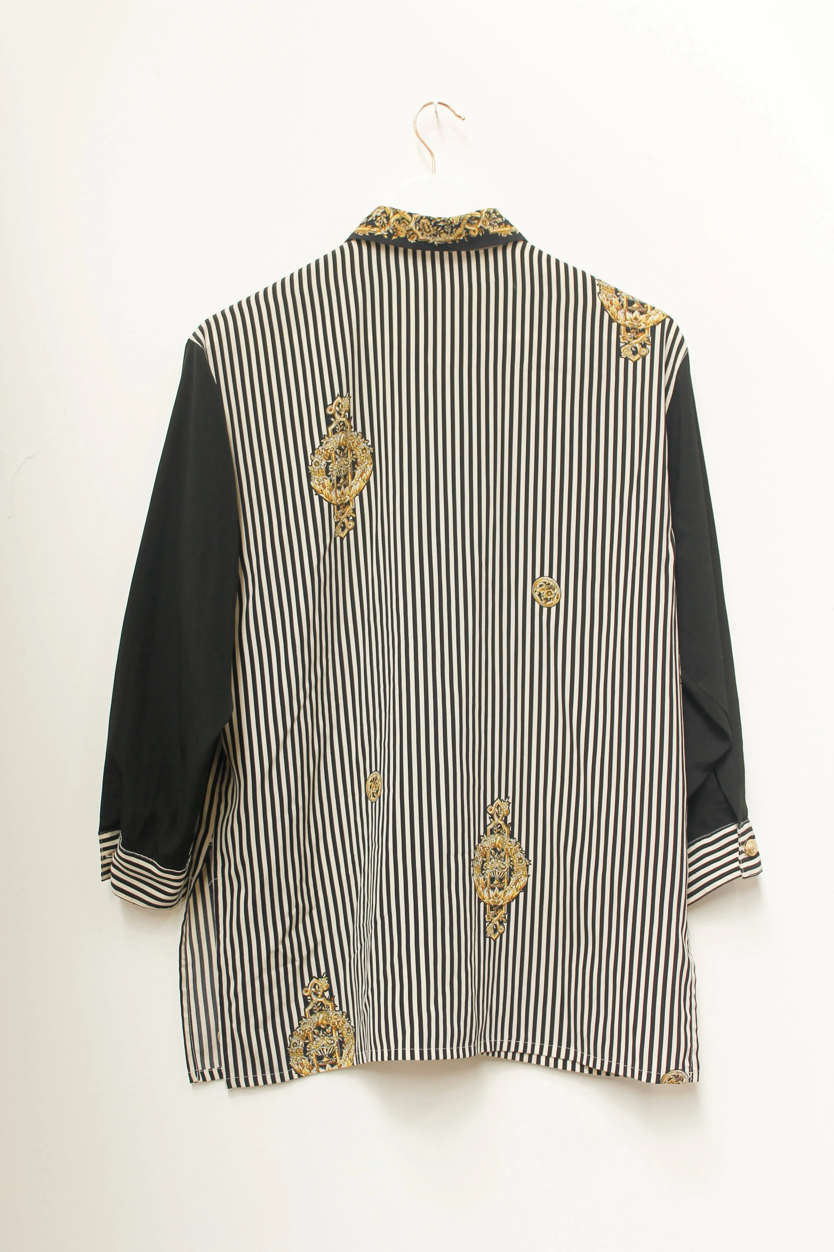 Boutique Vintage Stripe Crown Printed Shirt
