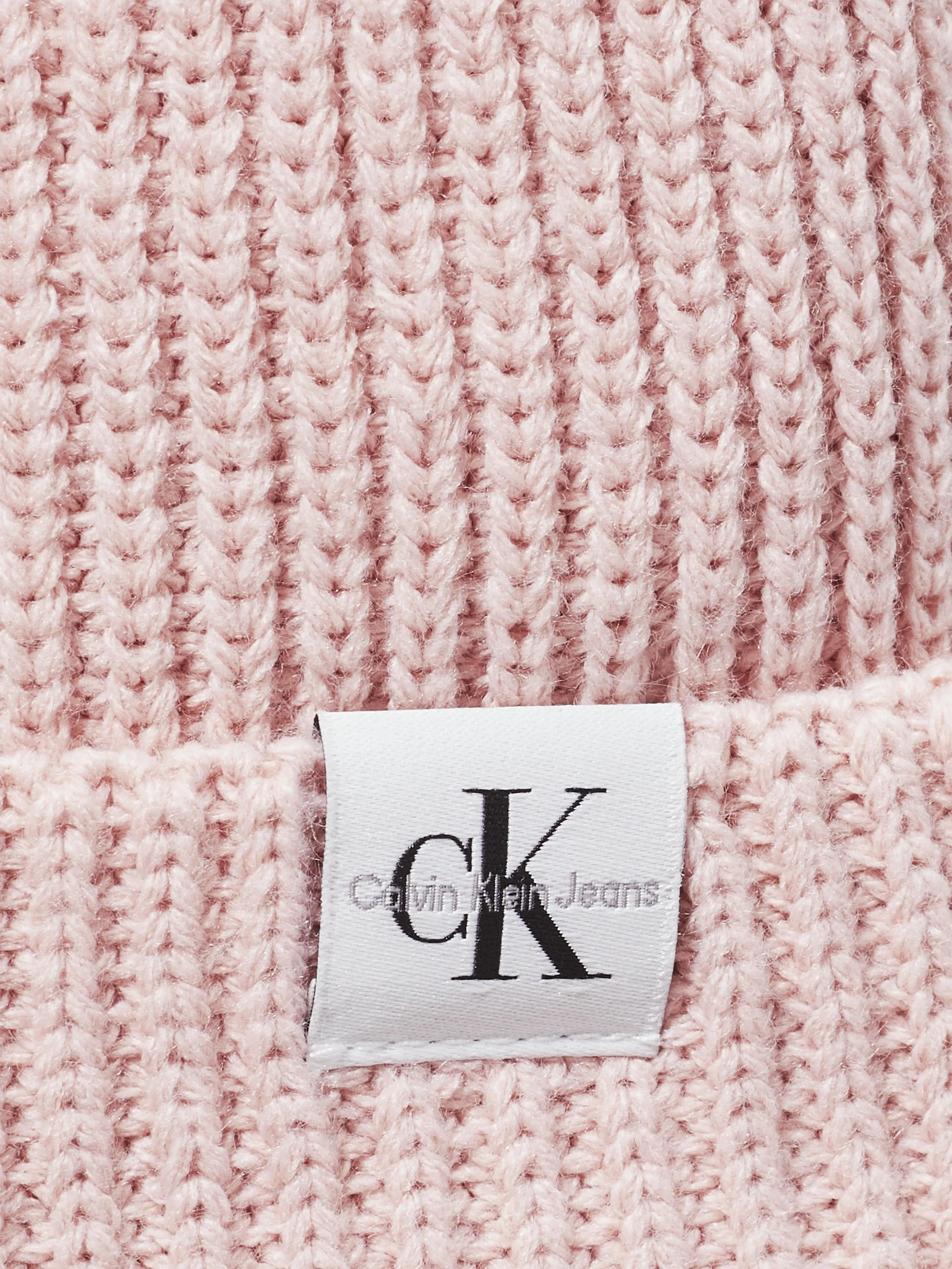 Calvin Klein Girls Monogram Rib Beanie Hat in Pink