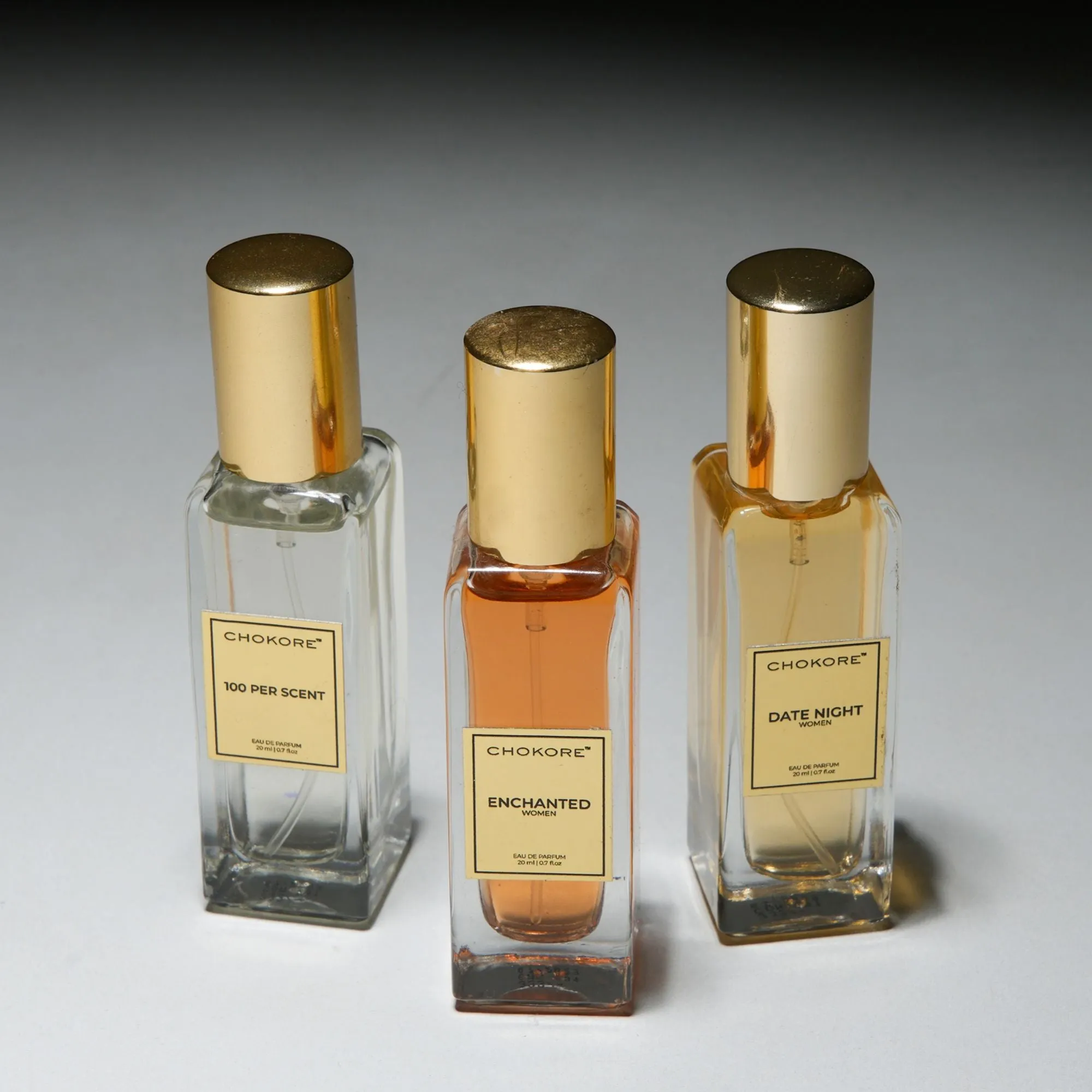 Chokore Perfume Combo Pack of 3 Only For Women (100 Per Scent, Date Night, & Enchanted) | 3 x 20 ml