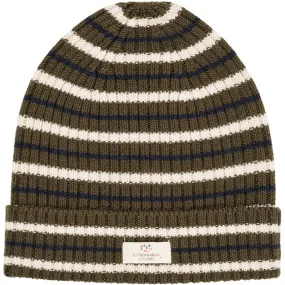 Copenhagen Colors Forrest Green Combi Merino Striped Rib Beanie