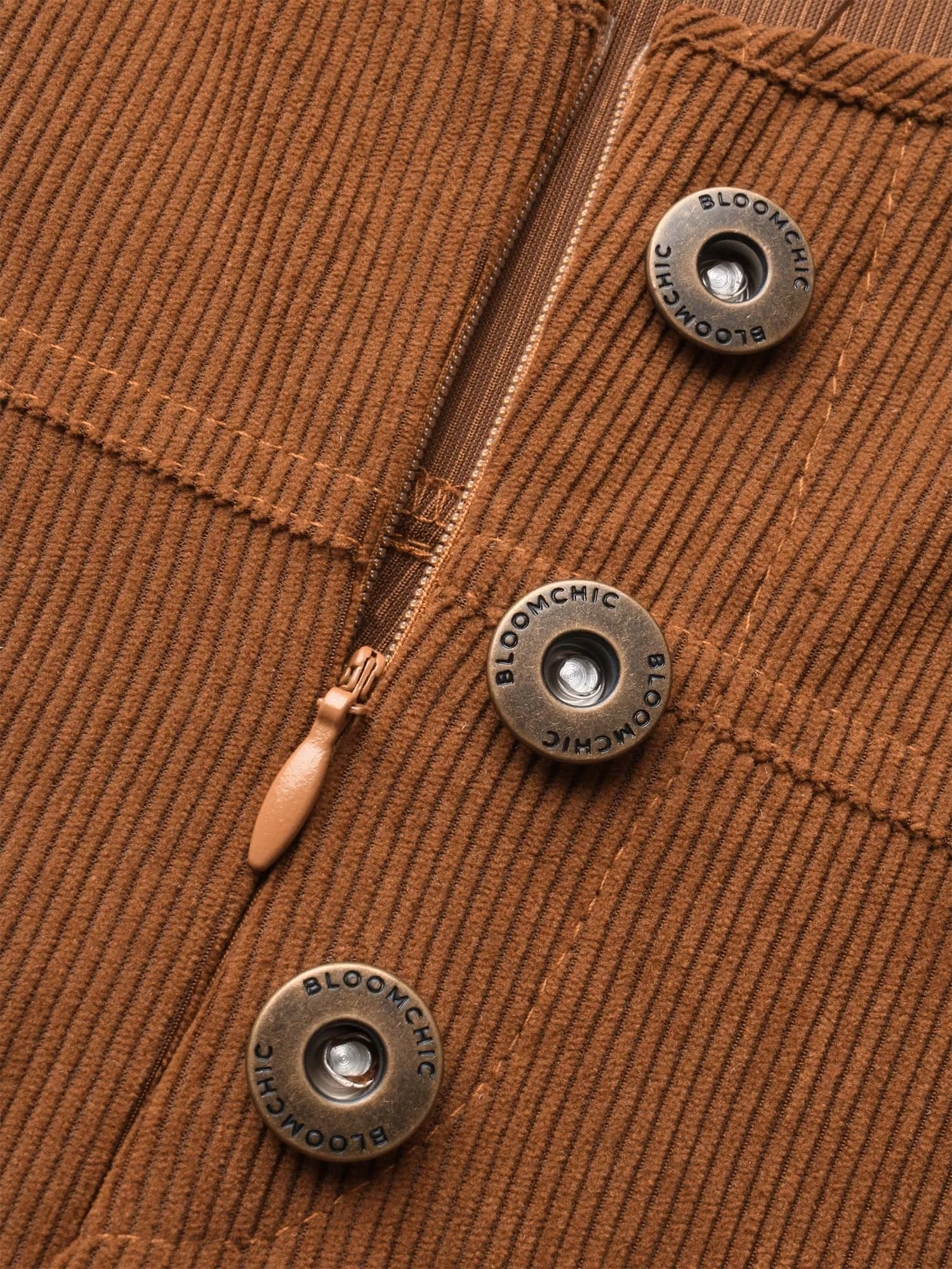 Corduroy Button Detail Adjustable Straps Jumpsuit