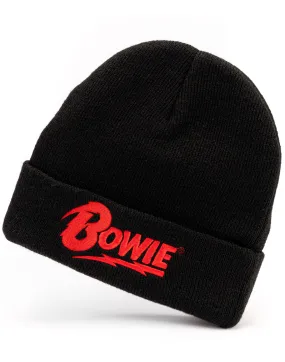 David Bowie Logo Mens Black Beanie Hat