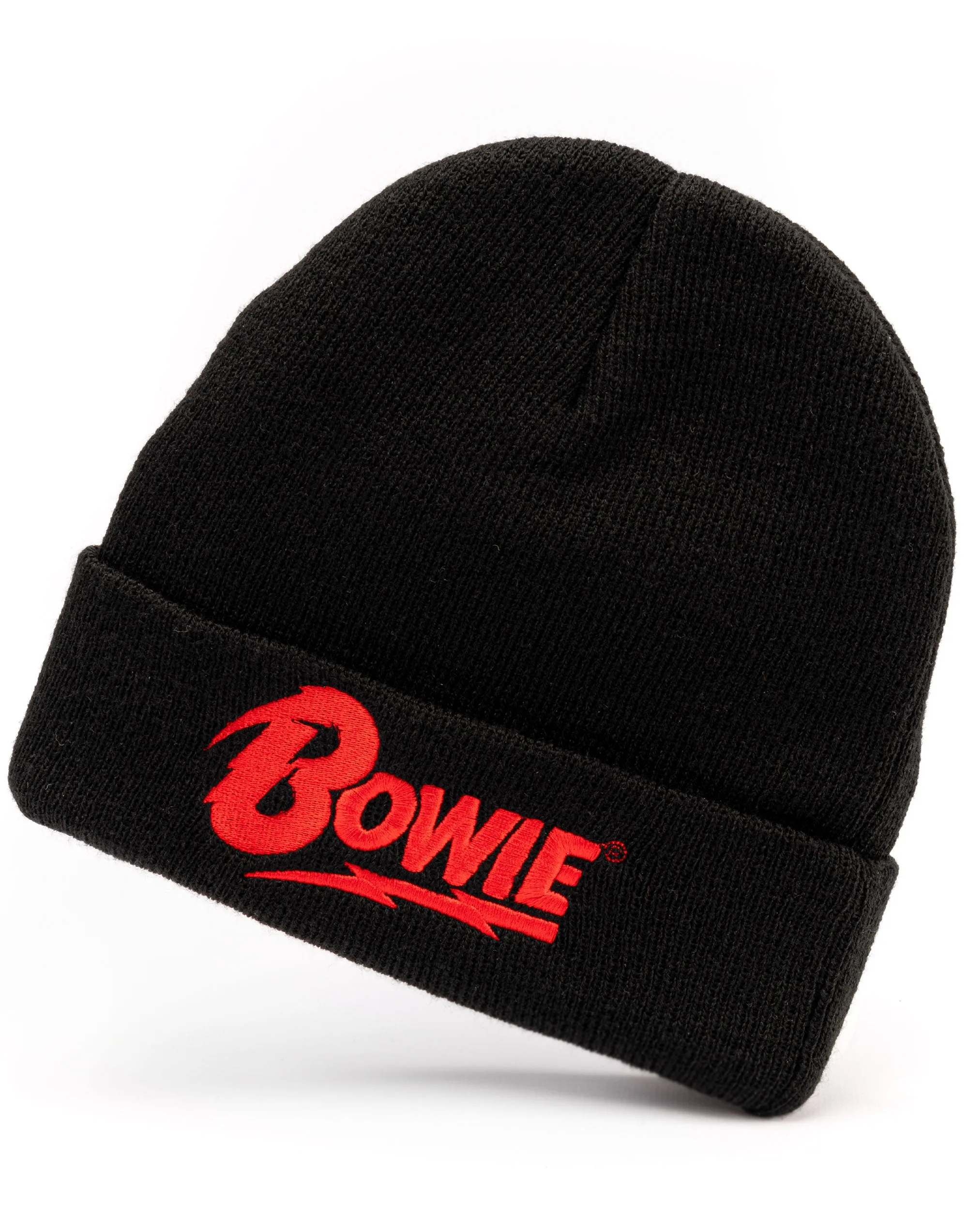 David Bowie Logo Mens Black Beanie Hat