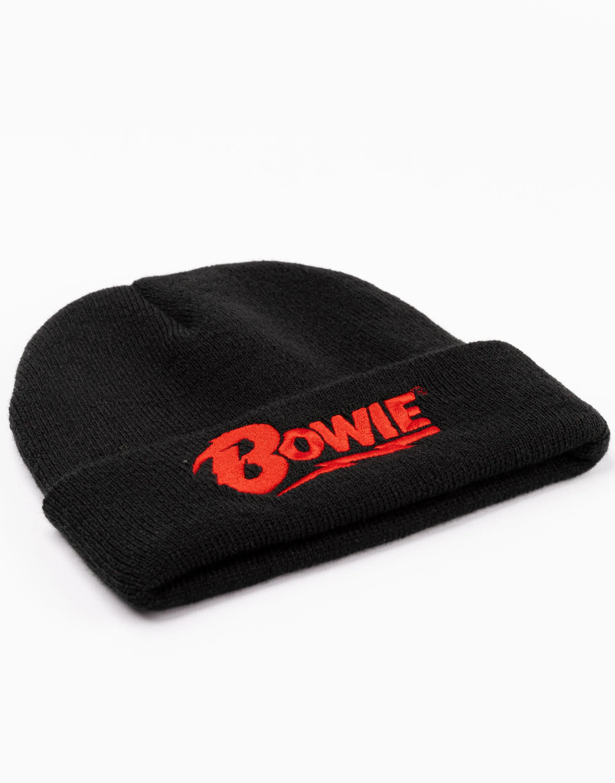 David Bowie Logo Mens Black Beanie Hat