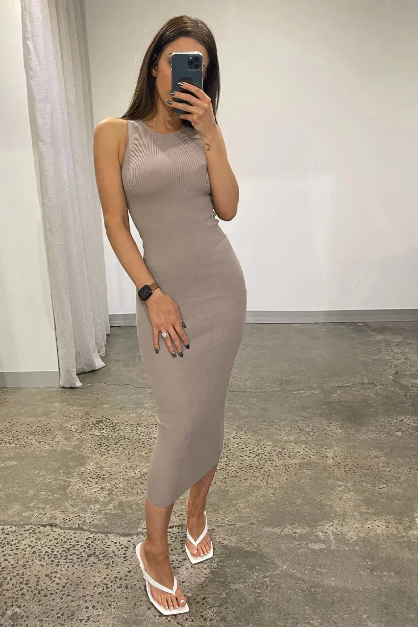 Devon Knit Midi Dress | Taupe