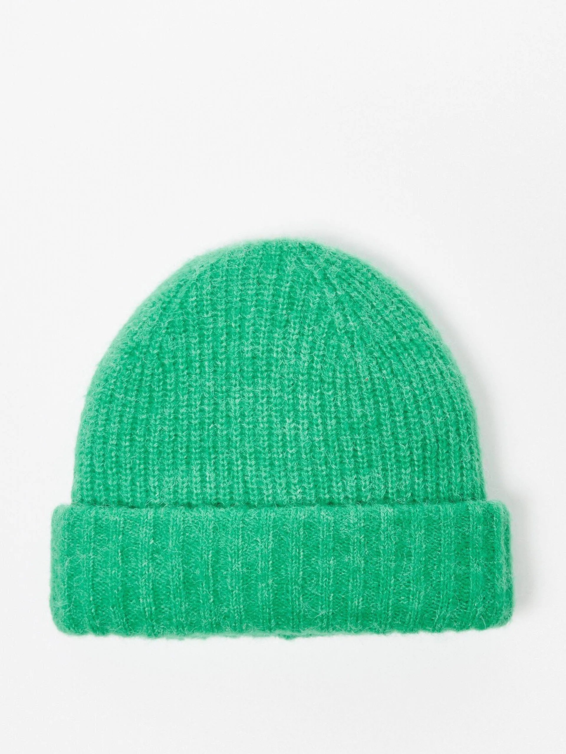 Double rib green knitted beanie hat