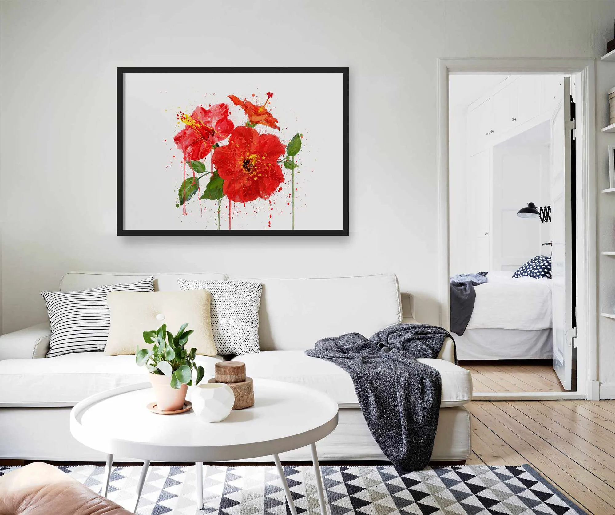 Flower Wall Art Print ‘Red Hibiscus'