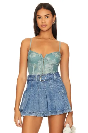 Free People x Intimately FP Night Rhythm Corset In Sage Combo Bodysuit, color Sage Combo