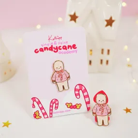 Gingie Candy Cane Jumper Enamel Pin | Cute Christmas Pin | Holiday Kawaii Accessory | Katnipp Studios