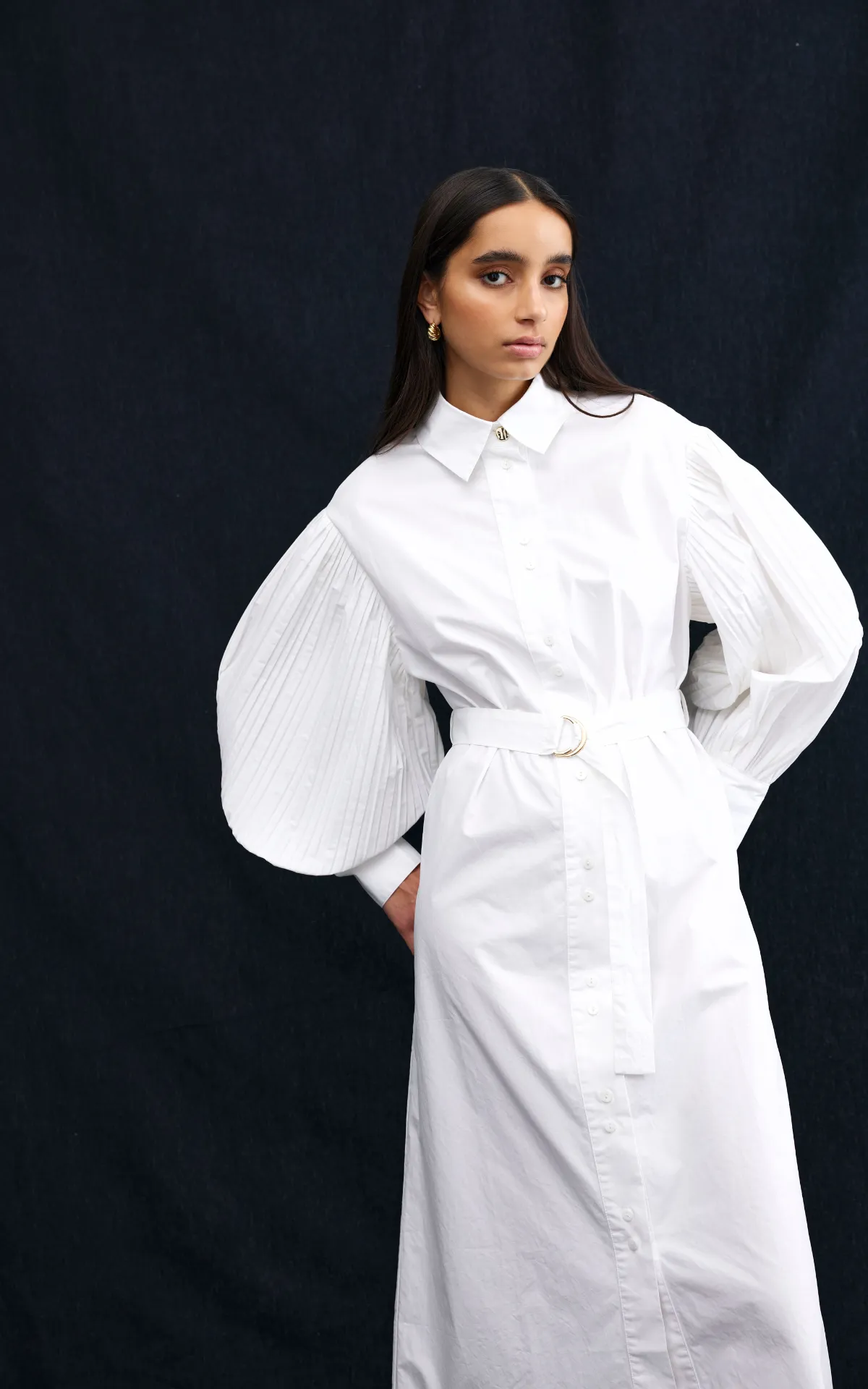 Harlow Pleat Dress - Ivory