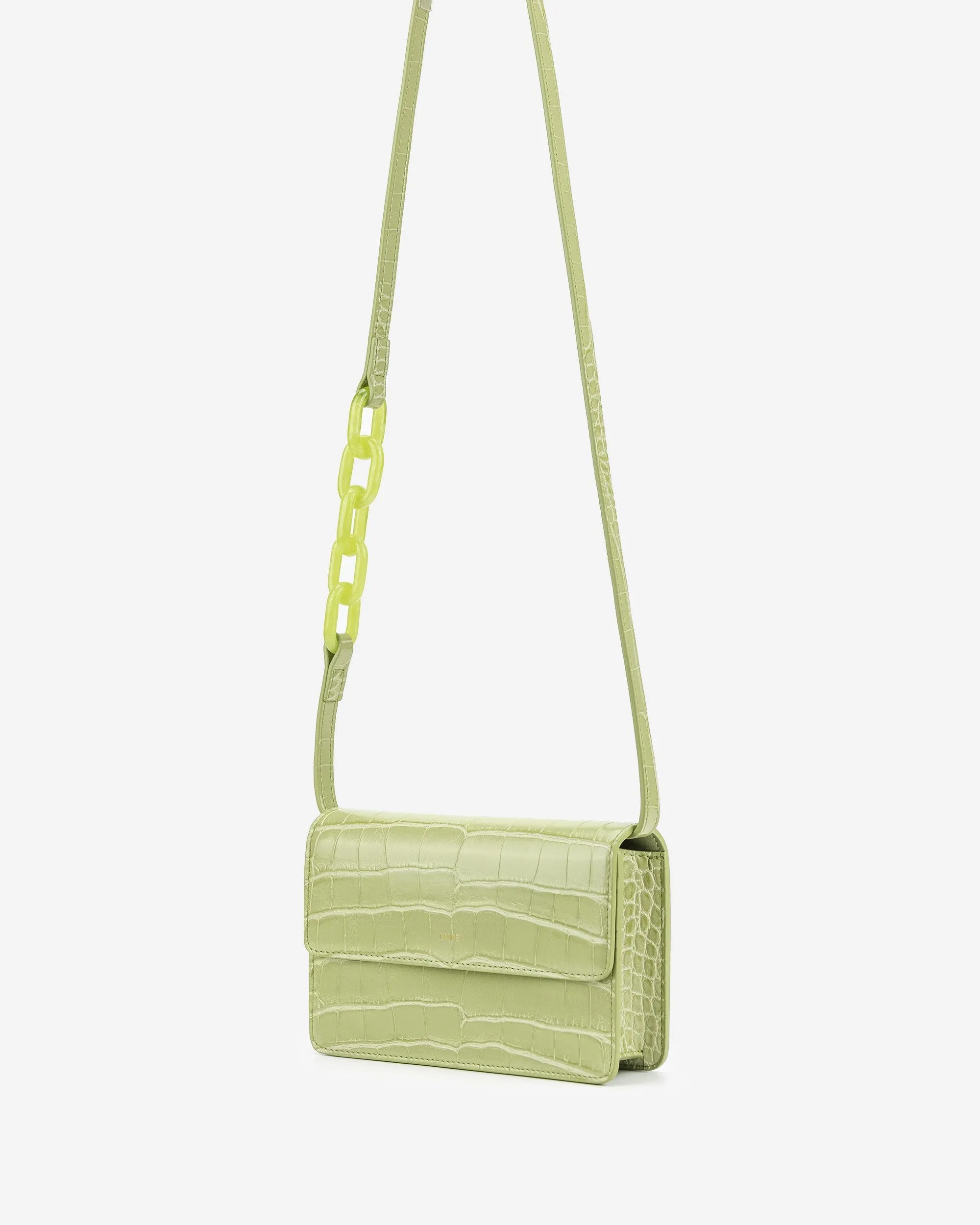 Julia Acrylic Chain Crossbody Bag - Sage Green Croc