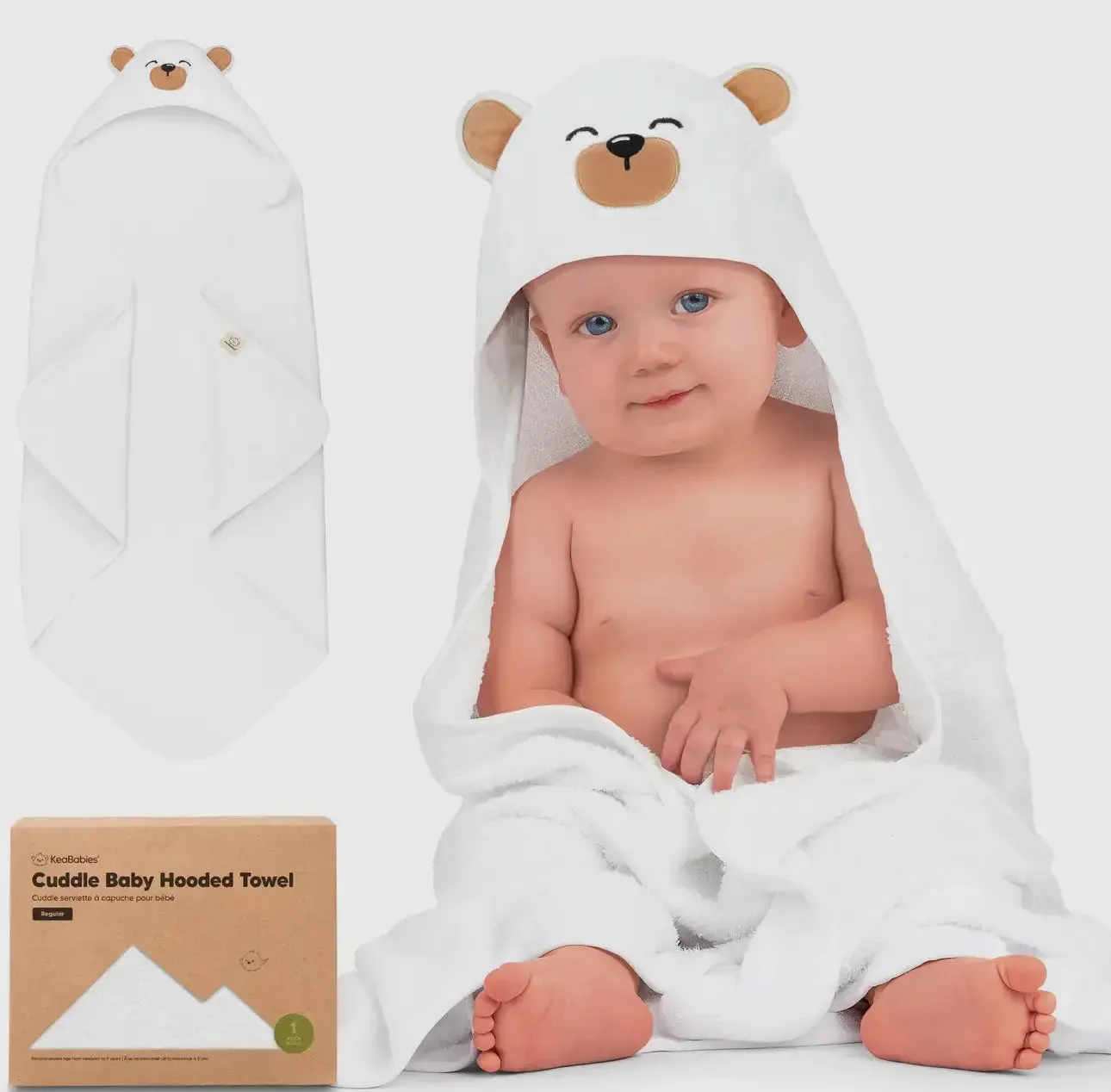 KeaBabies Cuddle Baby Hooded Towel-Grizzly