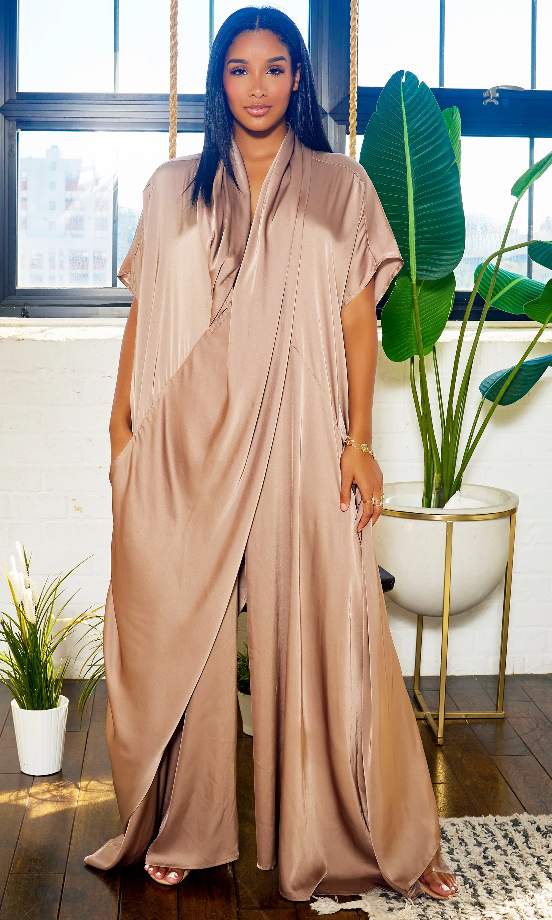 Luxe Drape Loose Fit Jumpsuit - Bronze PREORDER Ships End March