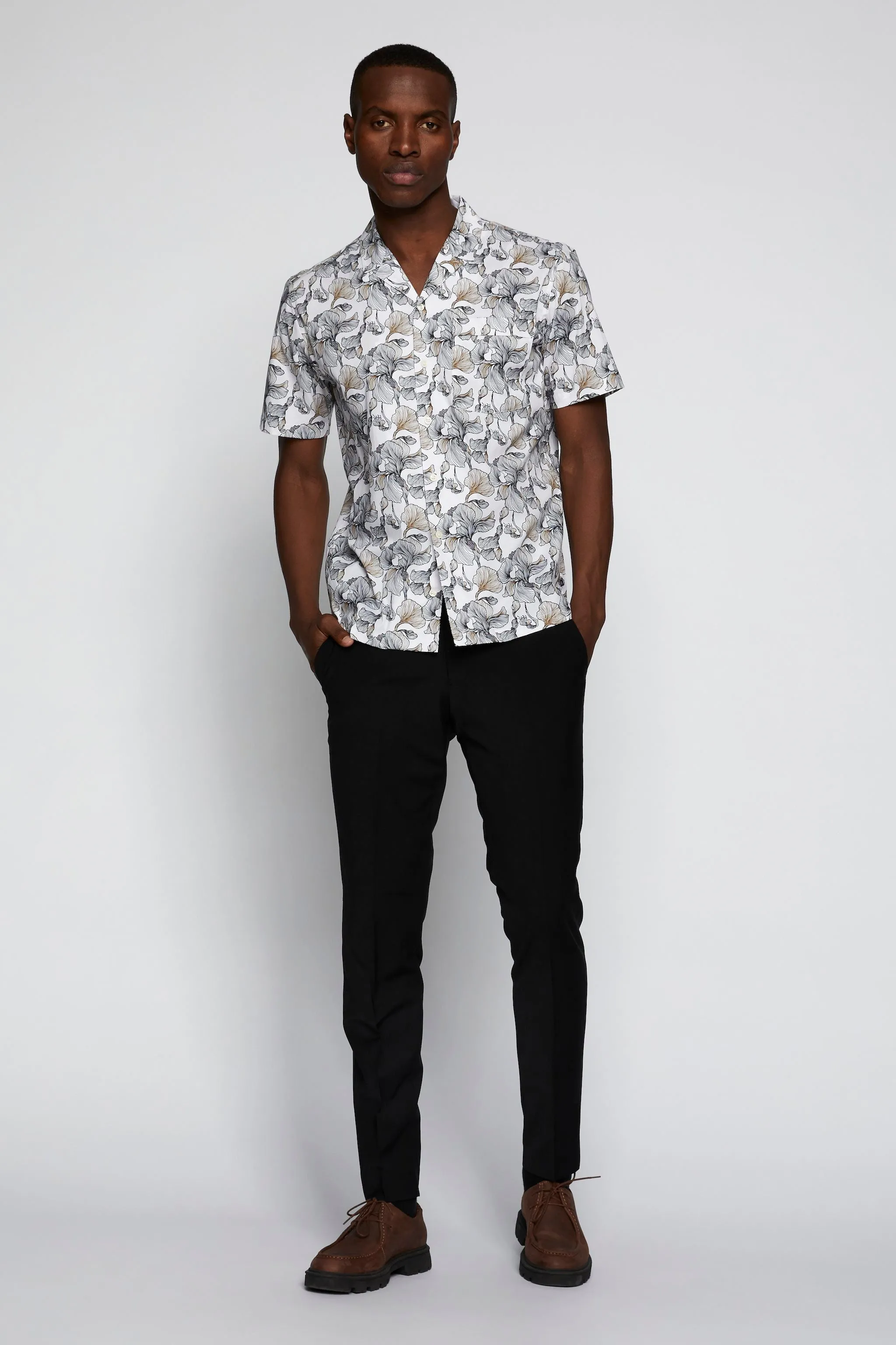 Matinique Floral Print Shirt White/Black