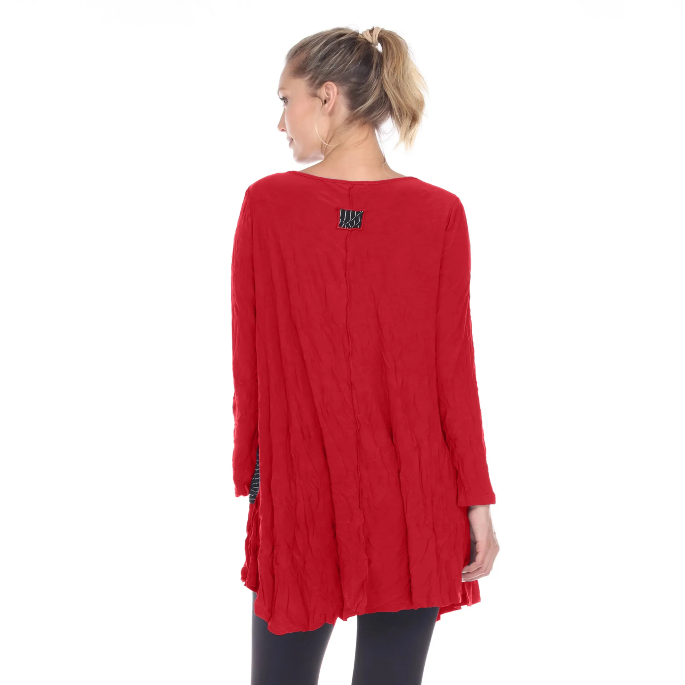 Moonlight Crinkle Textured Tunic W/ Pockets in Red - 2754-RD