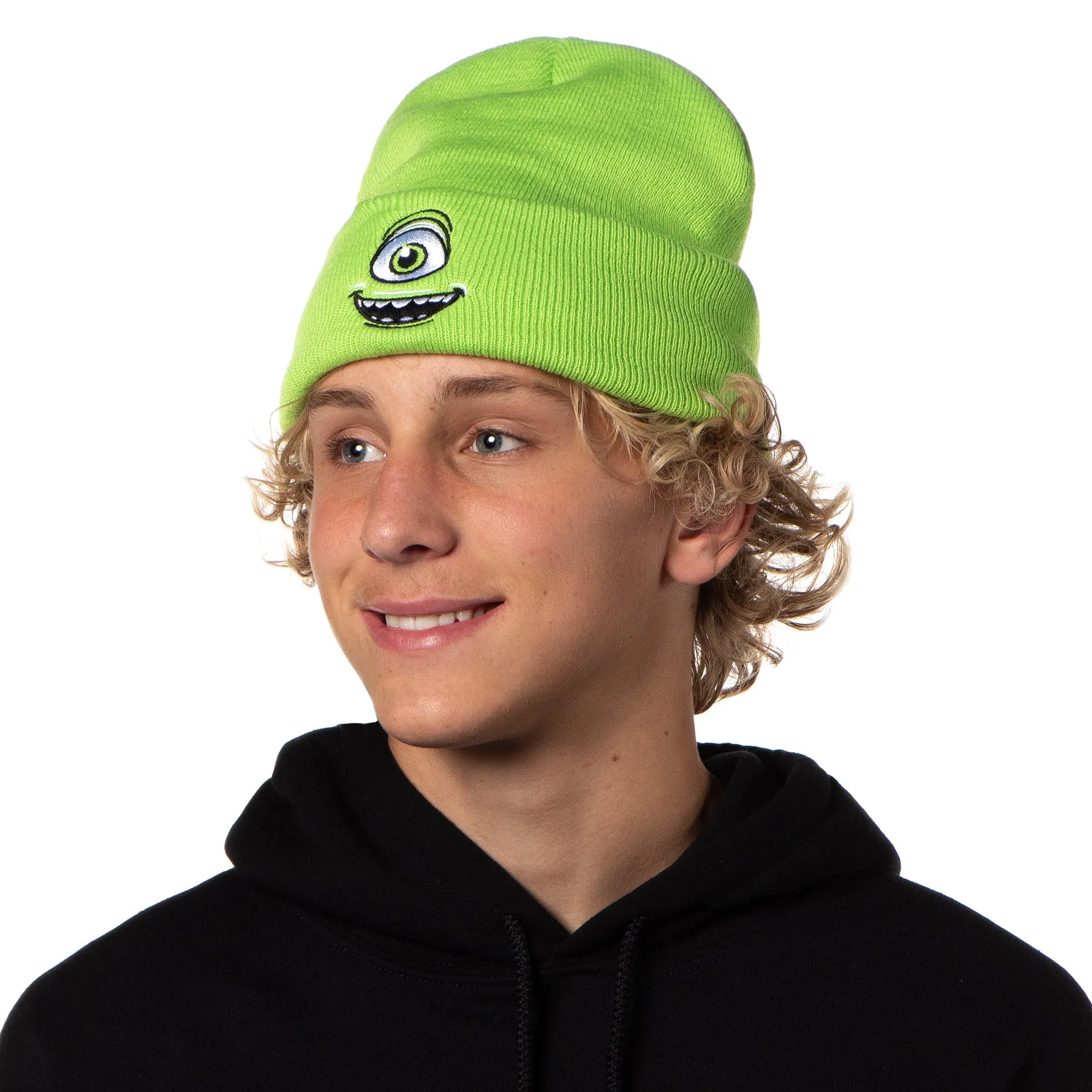 Neff Monsters Inc. Mike Wazowski Embroidered Face Fold Cuff Adult Beanie OSFM