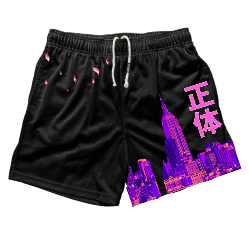 Neon Skyline Mesh Shorts