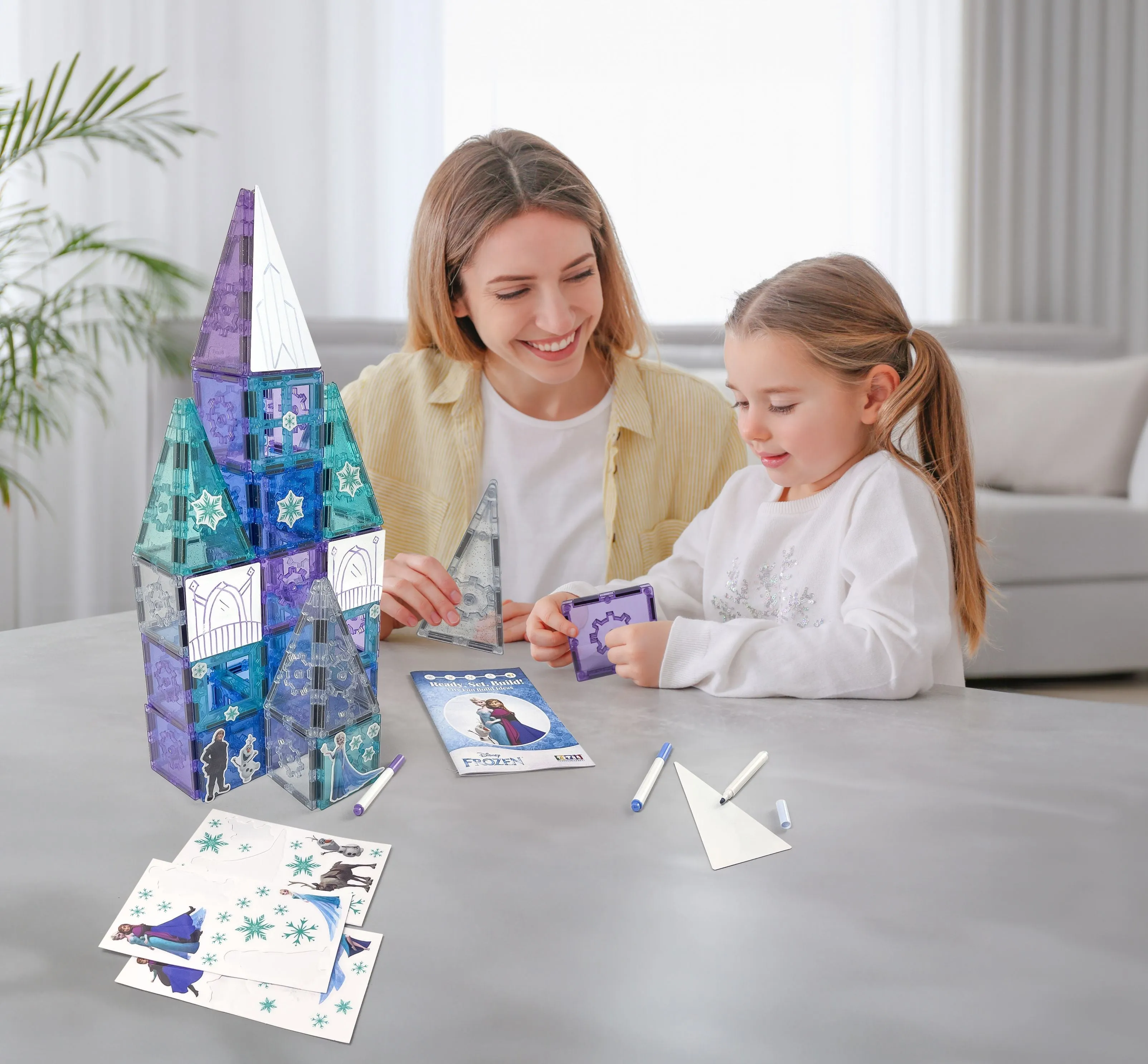 Official Disney Frozen Castle Magnetic Tile Set - 68-Piece