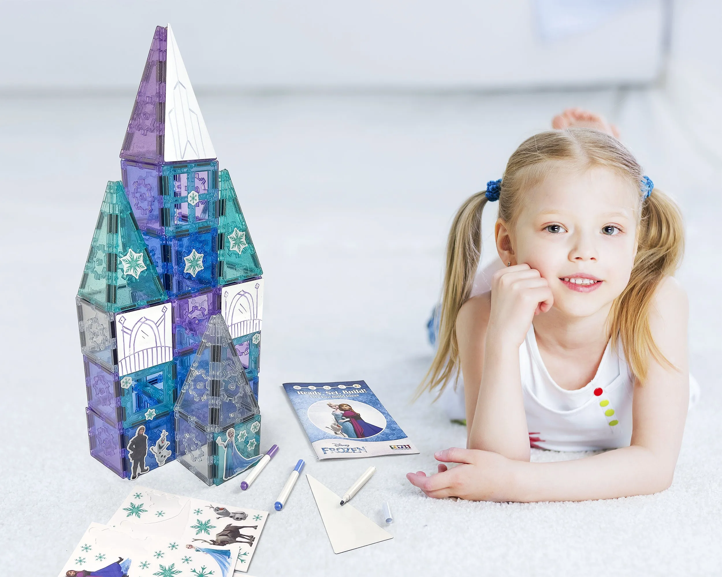 Official Disney Frozen Castle Magnetic Tile Set - 68-Piece