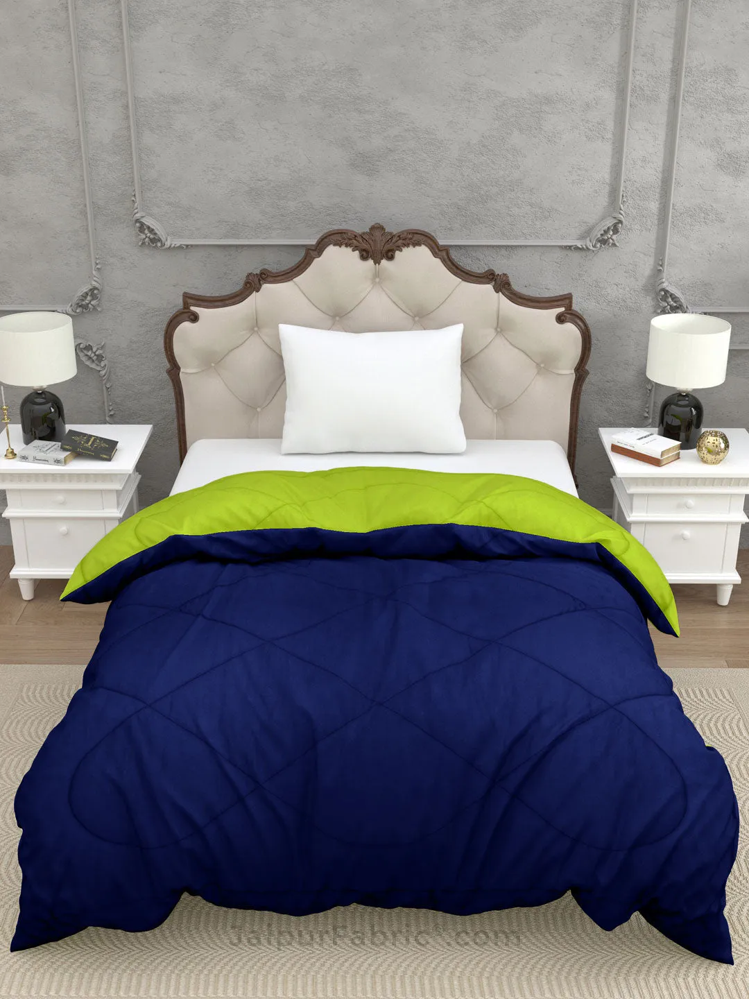 Parrot Green Navy Blue Single Bed Comforter