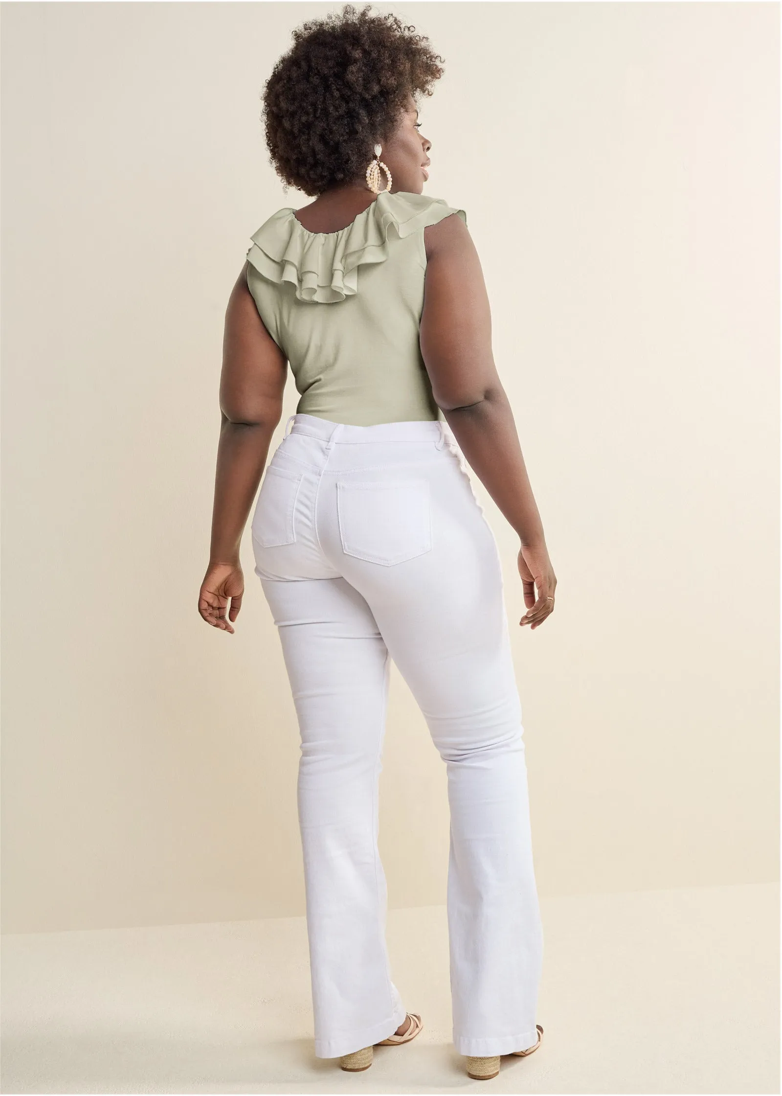 Poplin Ruffle Bodysuit - Sage