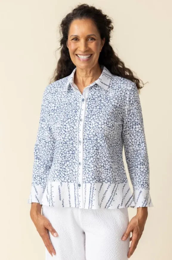Pucker Weave Flounce Top