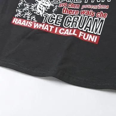 Relaxed Graphic Print Off-Shoulder T-Shirt