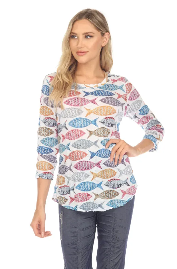 Round-Neck Top - Pattern Fish