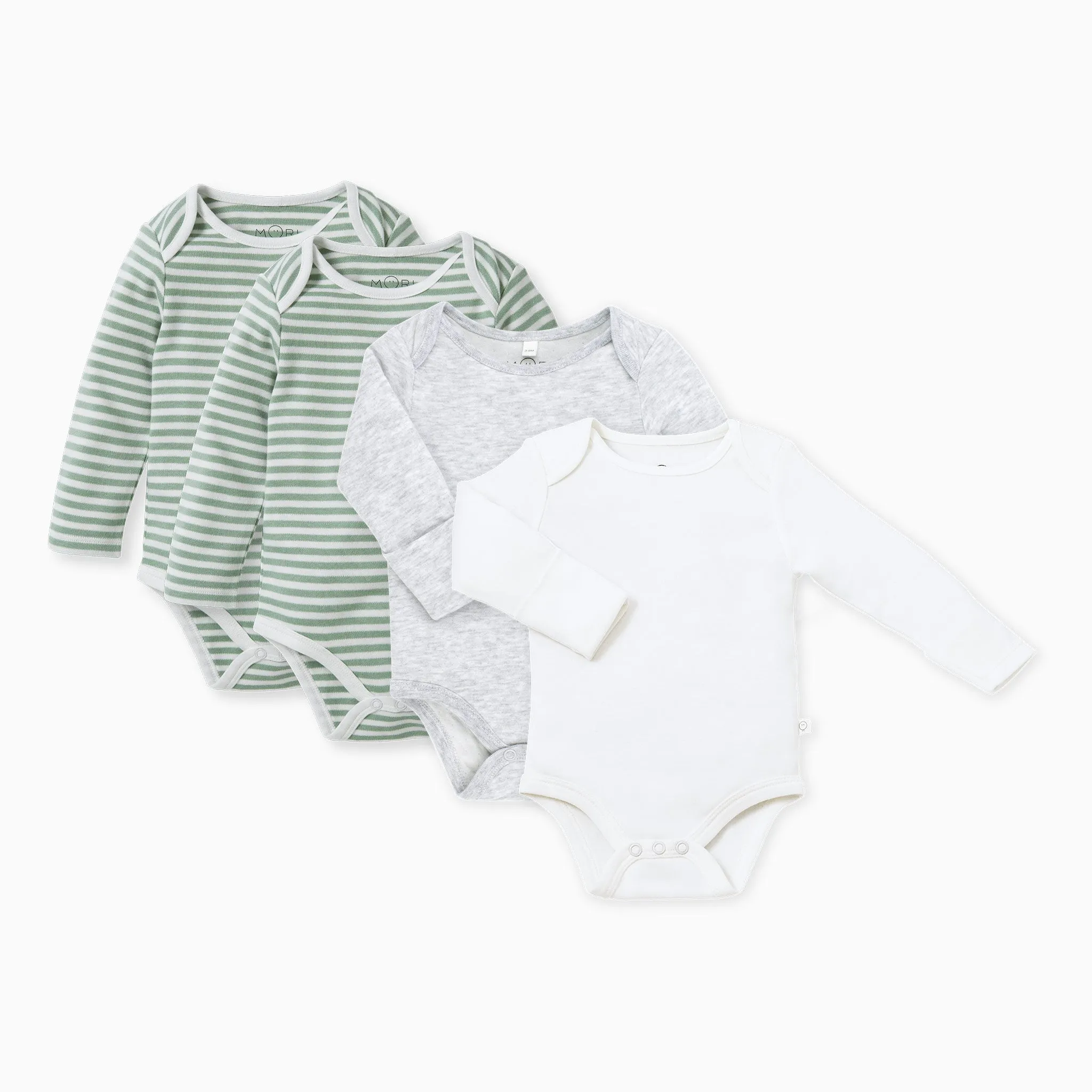 Sage Stripe Long Sleeve Bodysuit 4 Pack