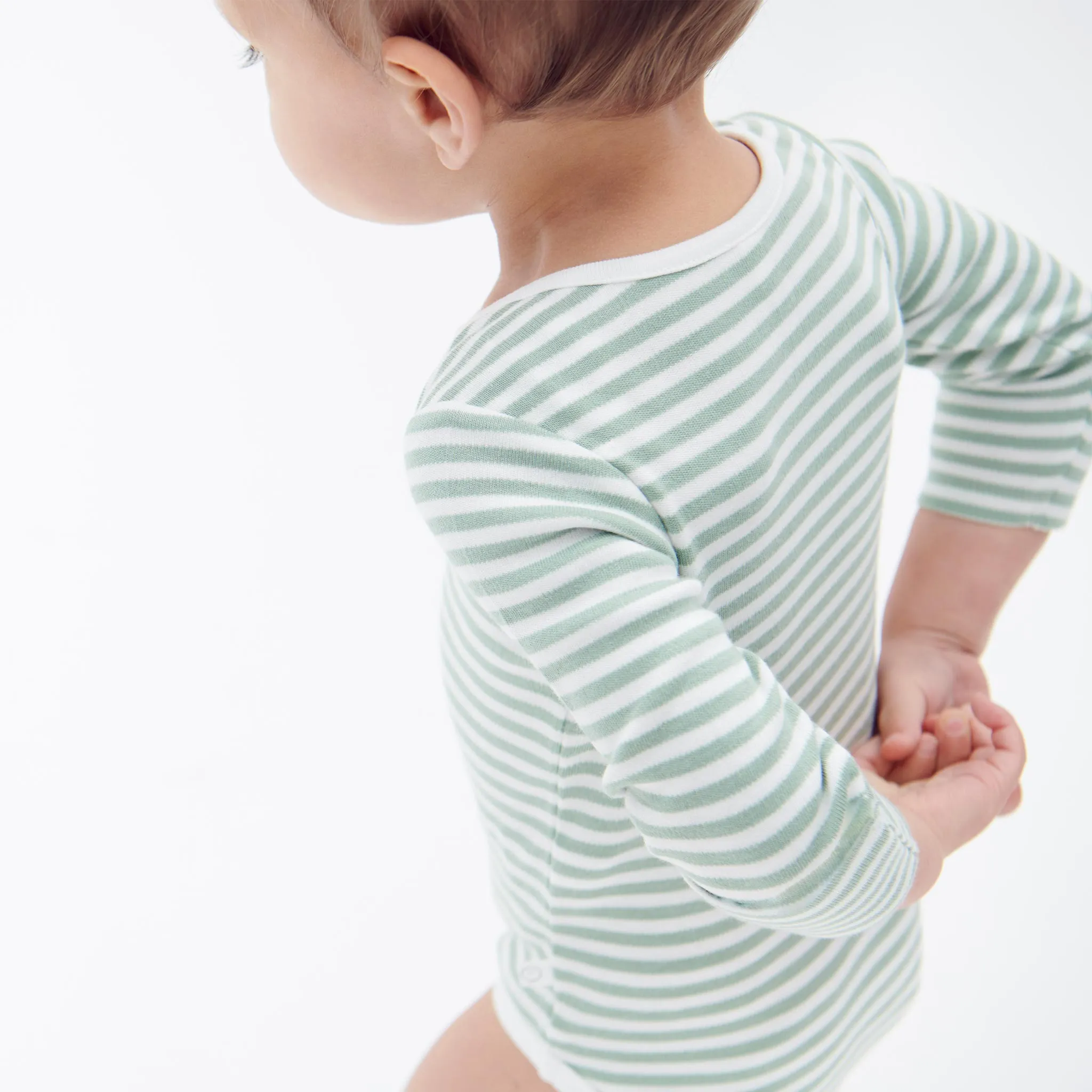Sage Stripe Long Sleeve Bodysuit 4 Pack