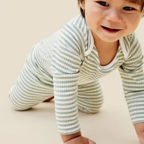 Sage Stripe Ribbed Long Sleeve Bodysuit