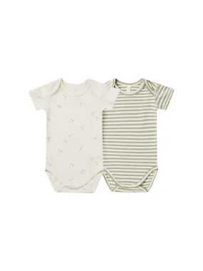Short Sleeve Bodysuit, 2 Pack | Ducks/Sage Stripe