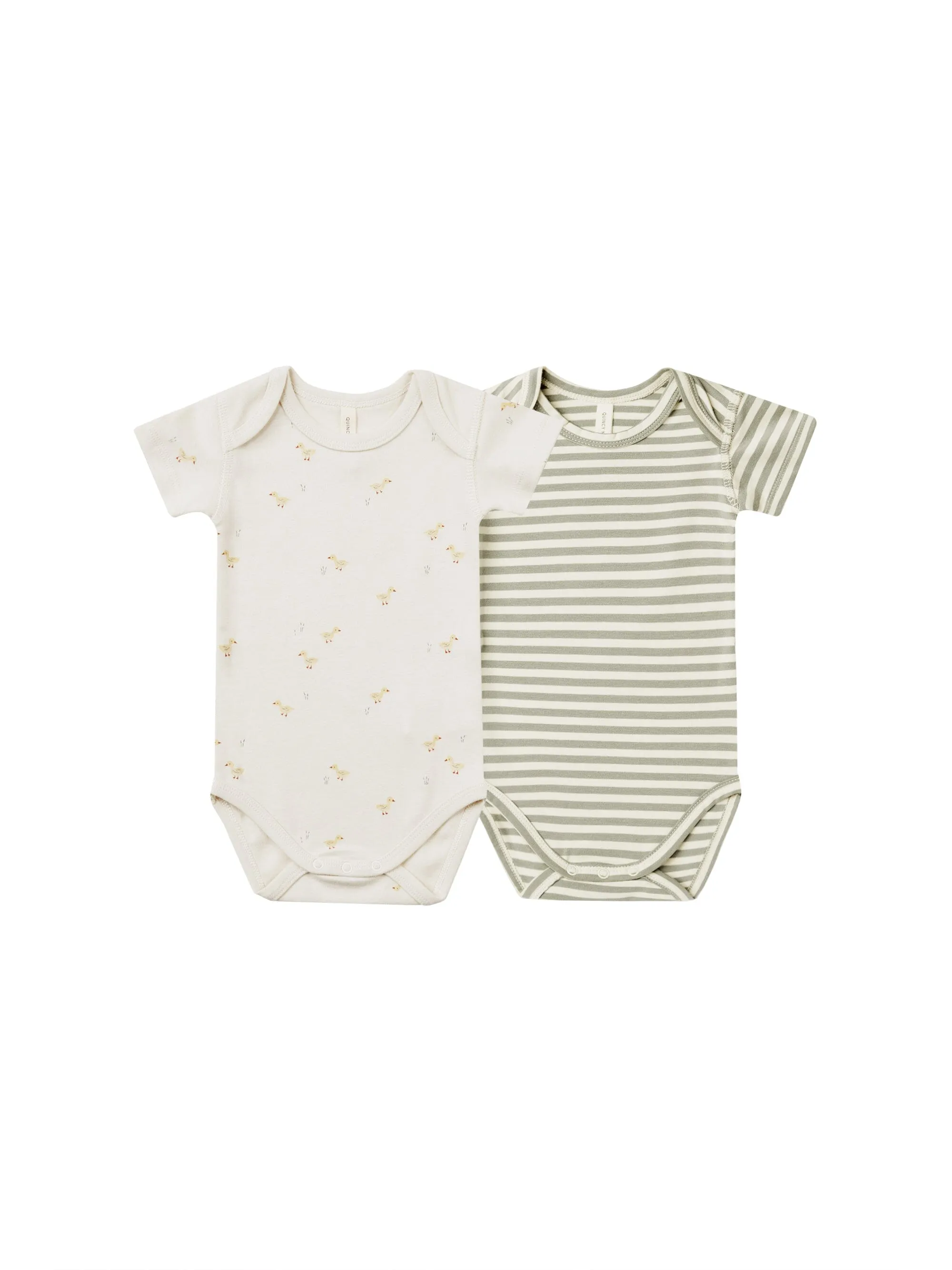 Short Sleeve Bodysuit, 2 Pack | Ducks/Sage Stripe