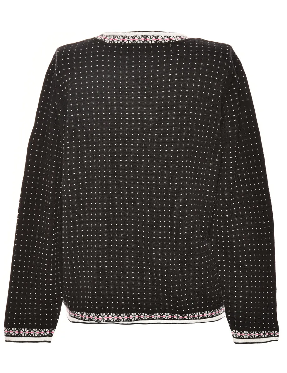 Snowman Black Classic Christmas Jumper - M