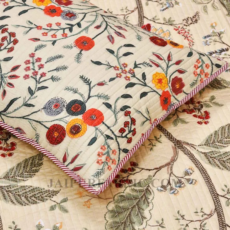 Tagged for Perfection Pure Cotton Reversible Quilted Bedcover with Pillowcases