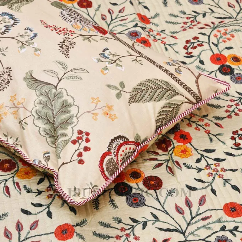 Tagged for Perfection Pure Cotton Reversible Quilted Bedcover with Pillowcases