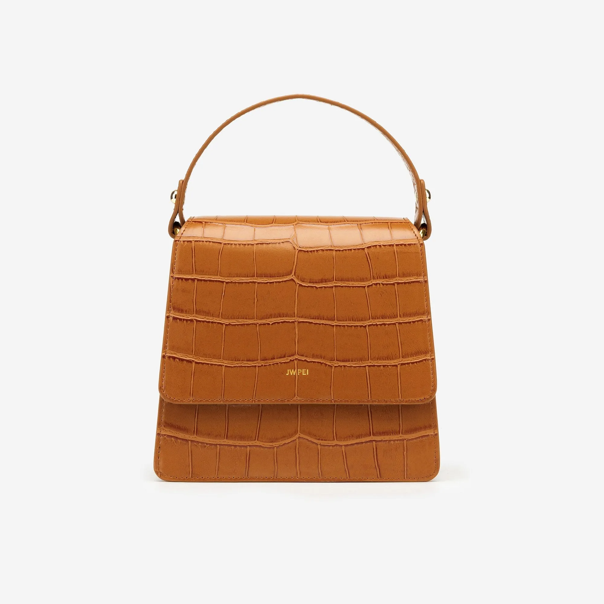 The Fae Top Handle Bag - Light Brown Croc
