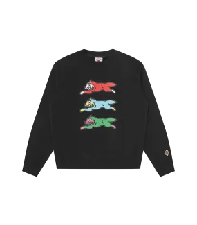 TRIPLE RUNNING DOG CREWNECK - BLACK
