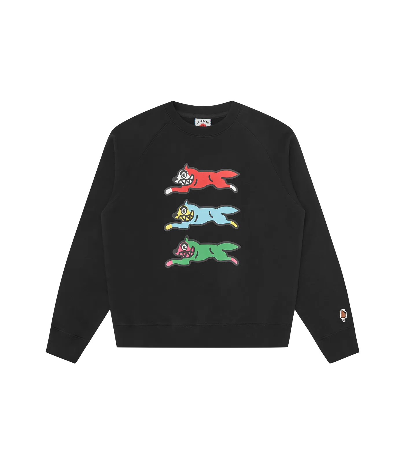 TRIPLE RUNNING DOG CREWNECK - BLACK